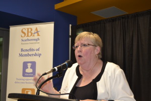 Marg Middleton, Scarborough Business Association, speaks at the inaugural meeting. Gerald V. Paul photo.
