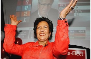 Hedy Fry celebrates winning again in Vancouver Centre.