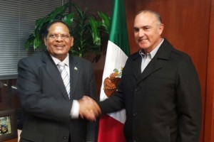 Guyana’s Prime Minister Moses Nagamootoo and Mexican Agriculture Minister Jose Calzada.