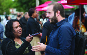 The Camera’s Jasminee Sahoye interviews Belgian filmmaker Jerome Guiot. Gerard Richardson photo. By Jasminee Sahoye