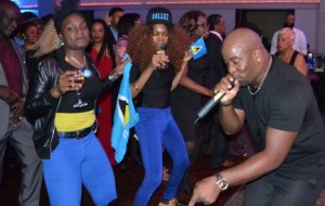 Beloved entertainer Teddyson John works the crowd at the Saint Lucia 37th Anniversary of Independence celebration in Toronto. Gerald V. Paul photo.