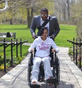Elissa Antonio gets a helping hand from friend Aubrey Clarke. Gerald V. Paul photo.