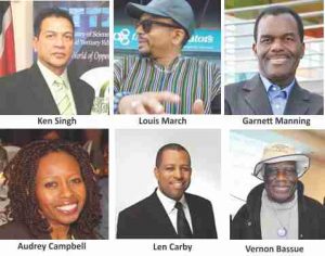 Ken Singh- Legal Practitioner, Vernon Bassue- Senior, Louis March- Community activist , Garnett Manning- Former Brampton City Councillor, Len Carby - Chair, Black Community Advisory Council for United Way, Audrey Campbell - Former President Jamaican Canadian Association.