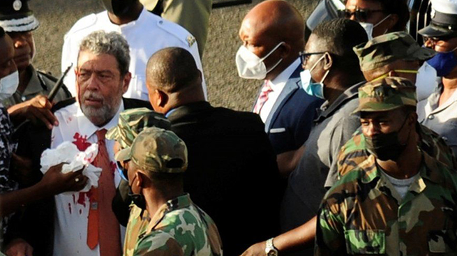 St Vincent and Grenadines PM Ralph Gonsalves injured during protest
