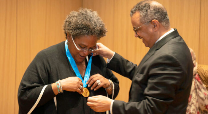 Barbados PM Mia Mottley receives WHO Global Health Leadership Award