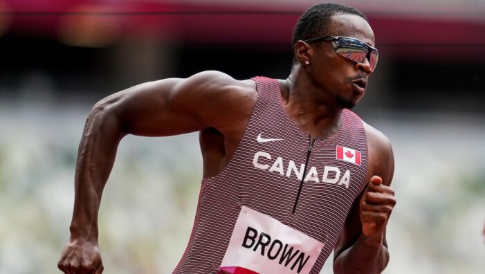 Aaron Brown wins the 200-metre at the Kip Keino Classic in Kenya