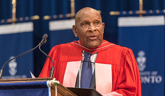 Denham Jolly receives honorary Doctor of Laws degree from  U of T, delivers message on social change