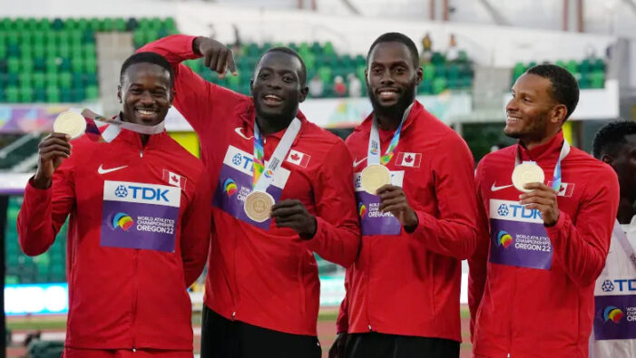 Canada wins gold in men’s 4x100m relay