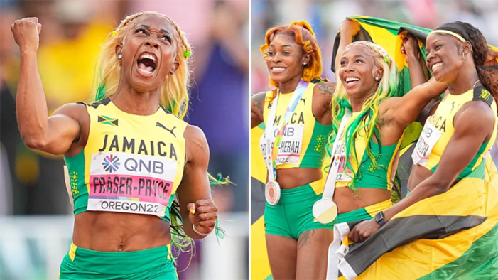 Shelly-Ann Fraser-Pryce makes history while leading Jamaica 100m sweep